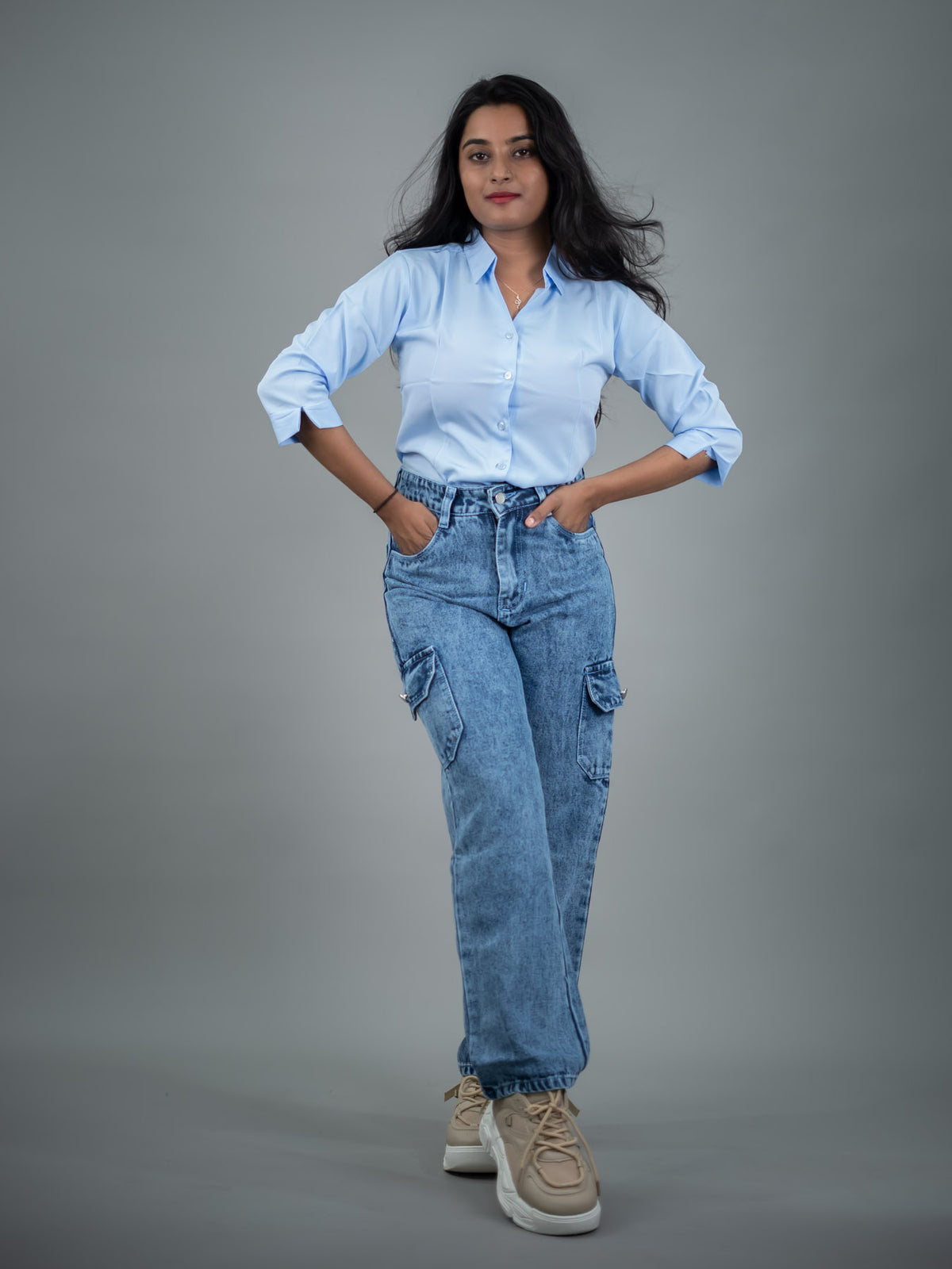 Blue Women Regular Fit Solid Formal - Casual Shirt