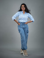 Blue Women Regular Fit Solid Formal - Casual Shirt