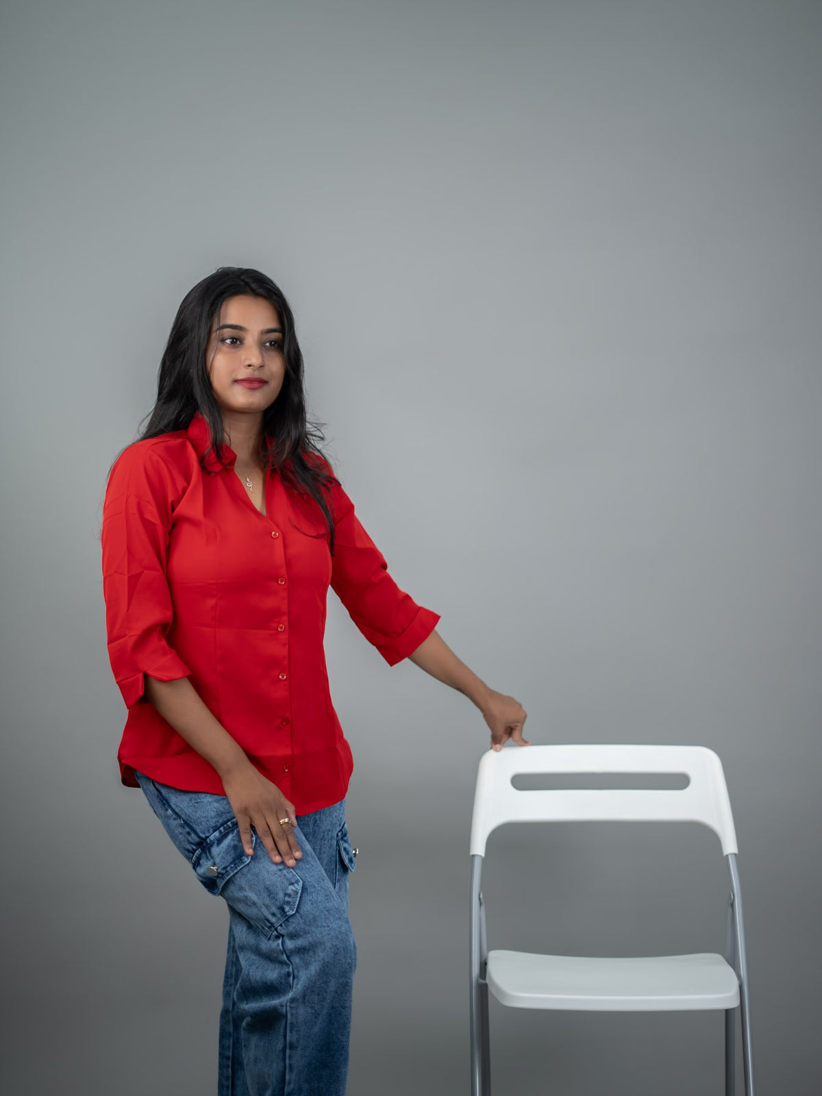 Red Women Regular Fit Solid Formal - Casual Shirt