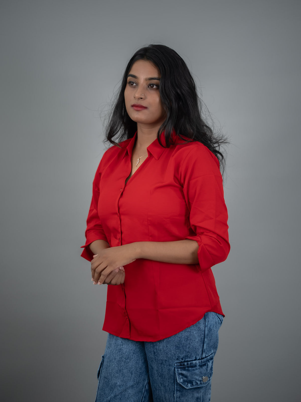 Red Women Regular Fit Solid Formal - Casual Shirt