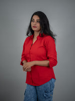 Red Women Regular Fit Solid Formal - Casual Shirt