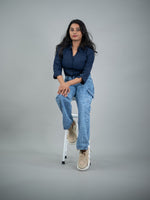 Navy Blue Women Regular Fit Solid Formal - Casual Shirt