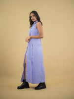 Women Floor Length Dress With Front Slit, Lavender casual dress