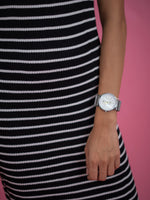 Women Striped Tassel Pullover Knit Dress, black casual dress with stripe and collar