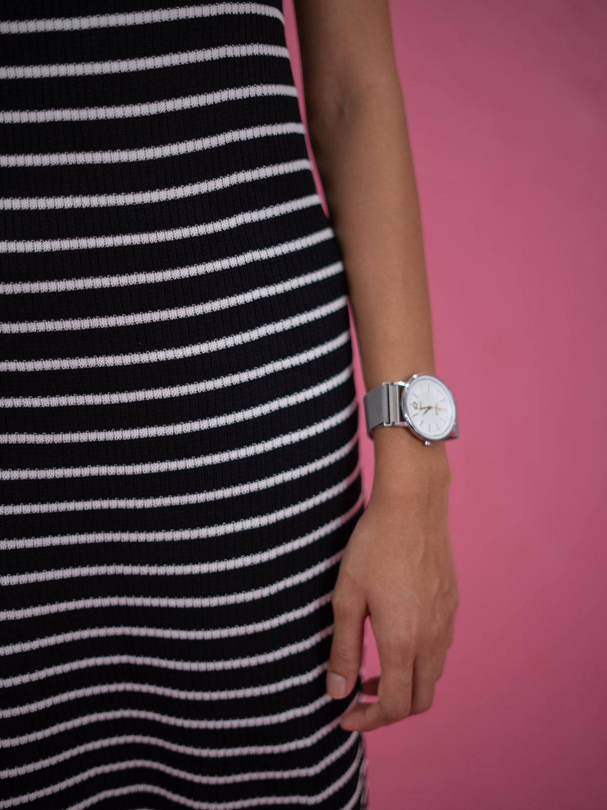 Women Striped Tassel Pullover Knit Dress, black casual dress with stripe and collar