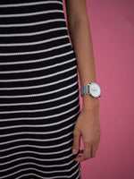 Women Striped Tassel Pullover Knit Dress, black casual dress with stripe and collar