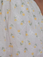 Floral Print White Dress With Square Neck & Puff Sleeves, hakoba dress for women