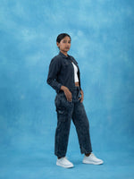 Women Solid Black Casual Denim Jacket, Black denim jacket for women