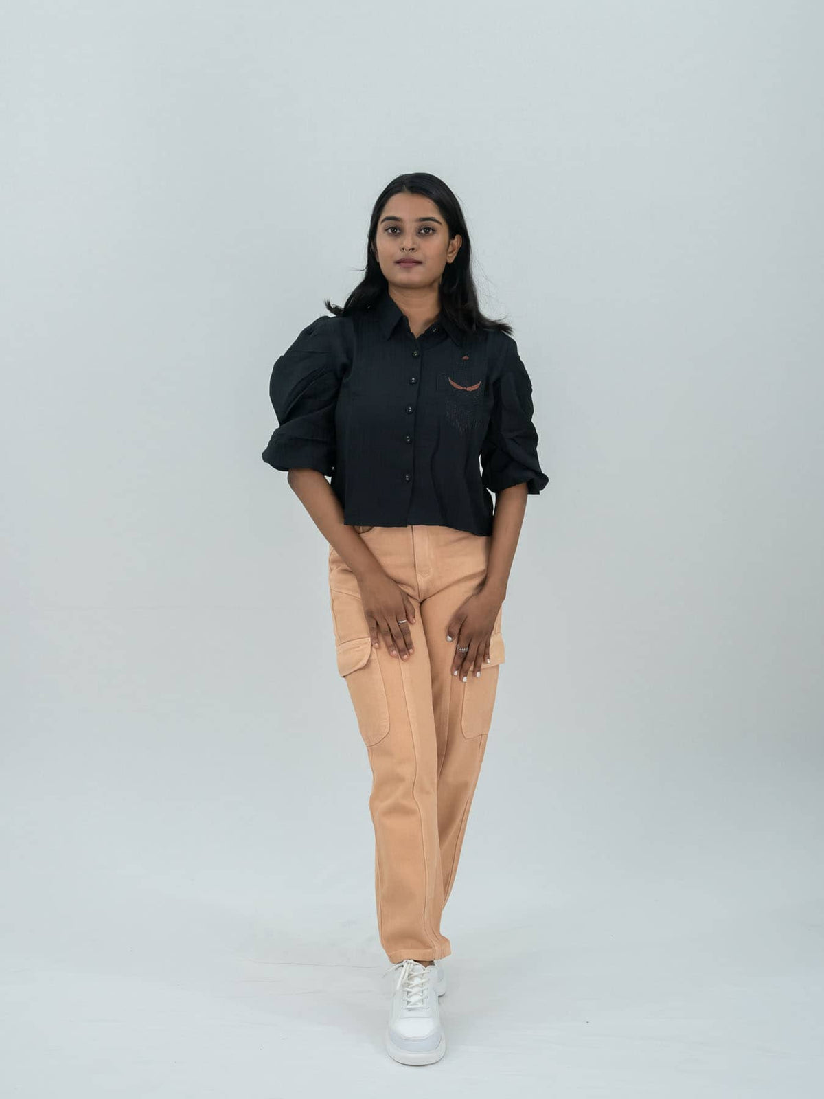 Korean Top With Embroidery Work Shirt For Women