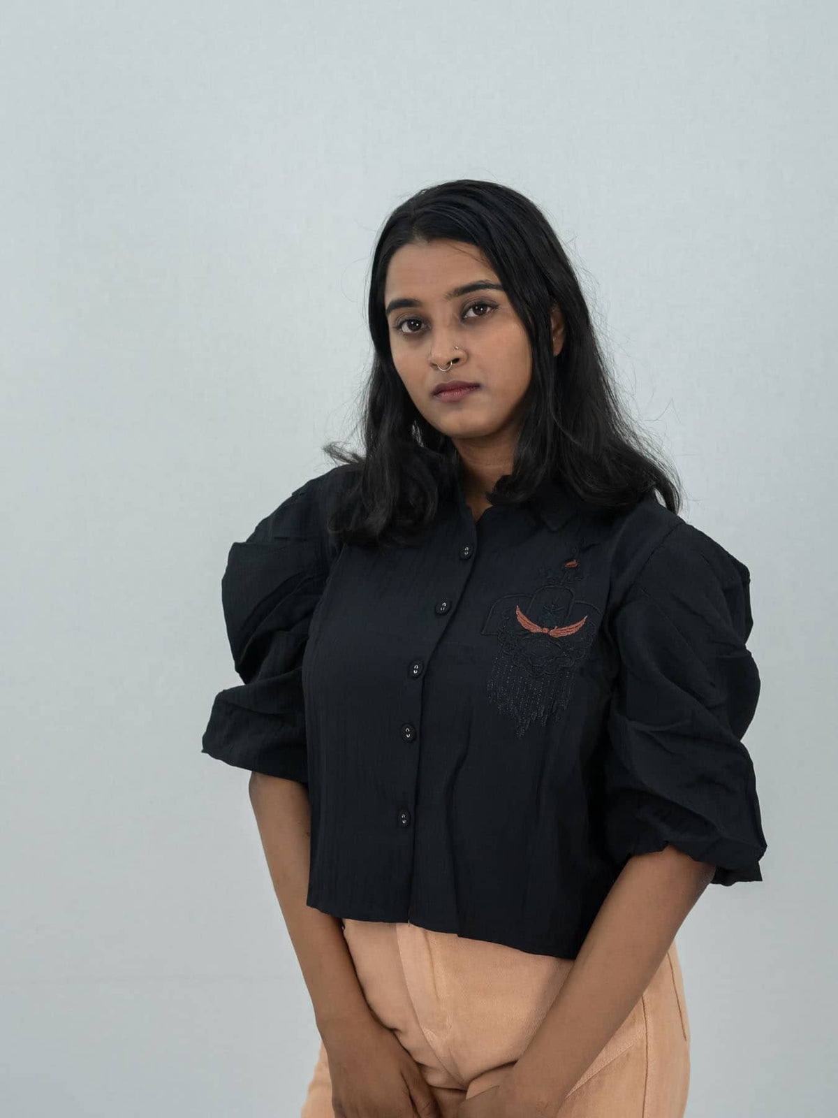 Korean Top With Embroidery Work Shirt For Women