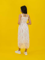 Dot Printed Casual Long Dress For Women (Sleeveless)