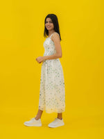 Dot Printed Casual Long Dress For Women (Sleeveless)