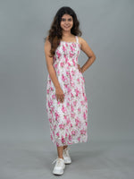 Floral Casual Long Dress For Women Sleeveless (Green Leaf)