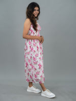 Floral Casual Long Dress For Women Sleeveless (Green Leaf)