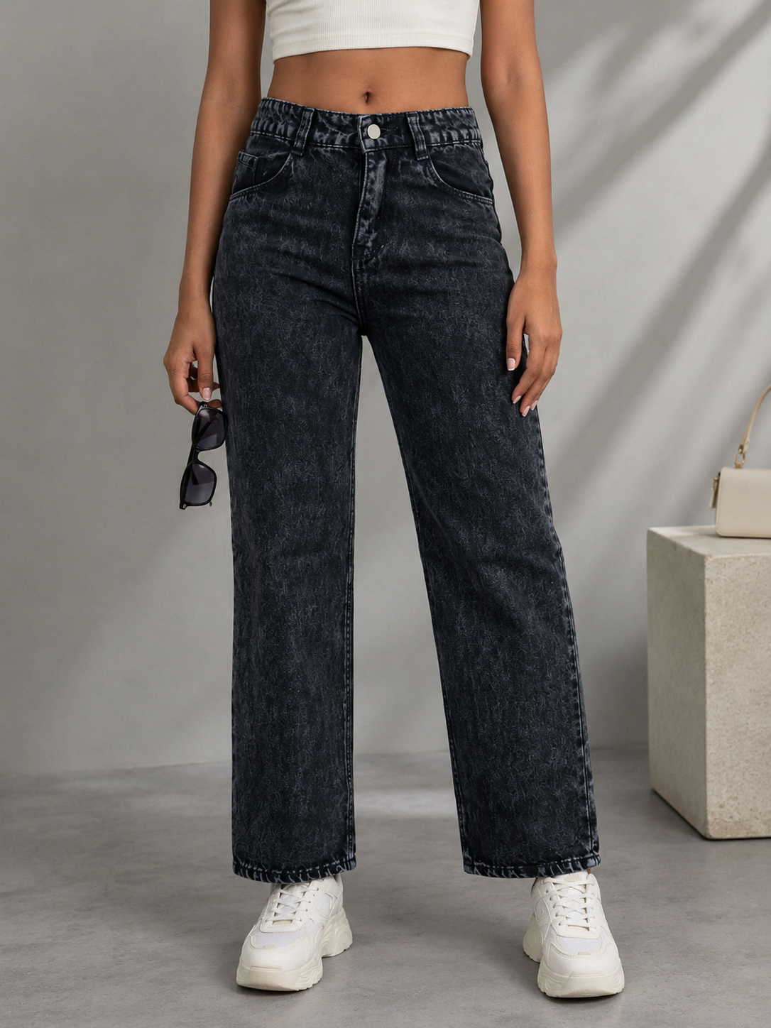 High Waist Relaxed Jeans For Women