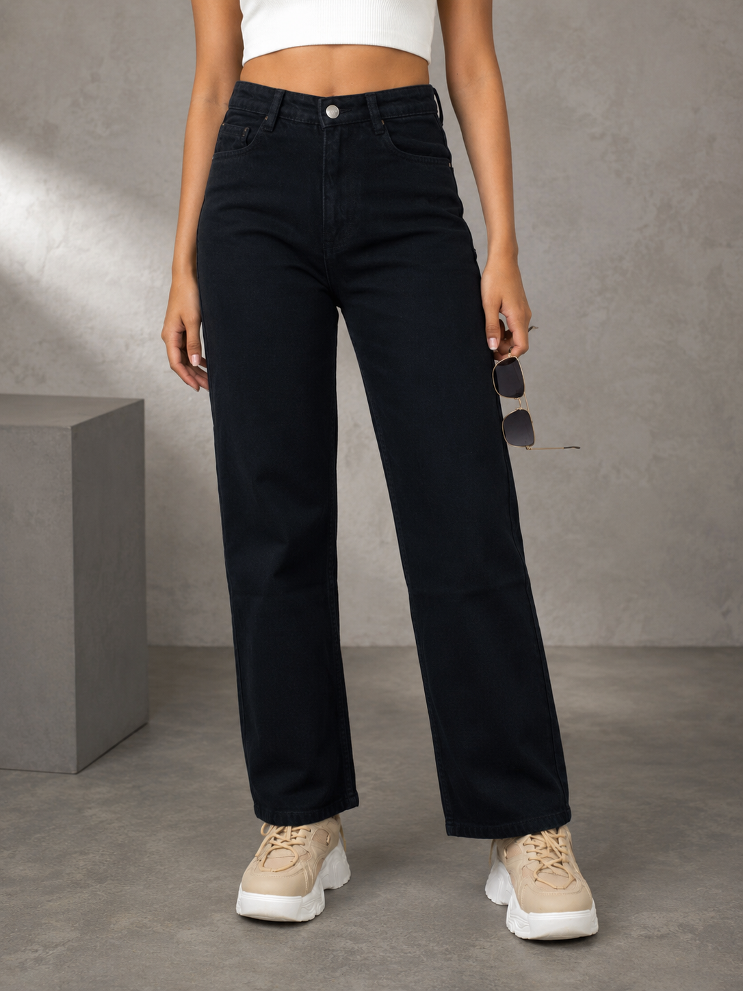 High Waist Relaxed Jeans For Women