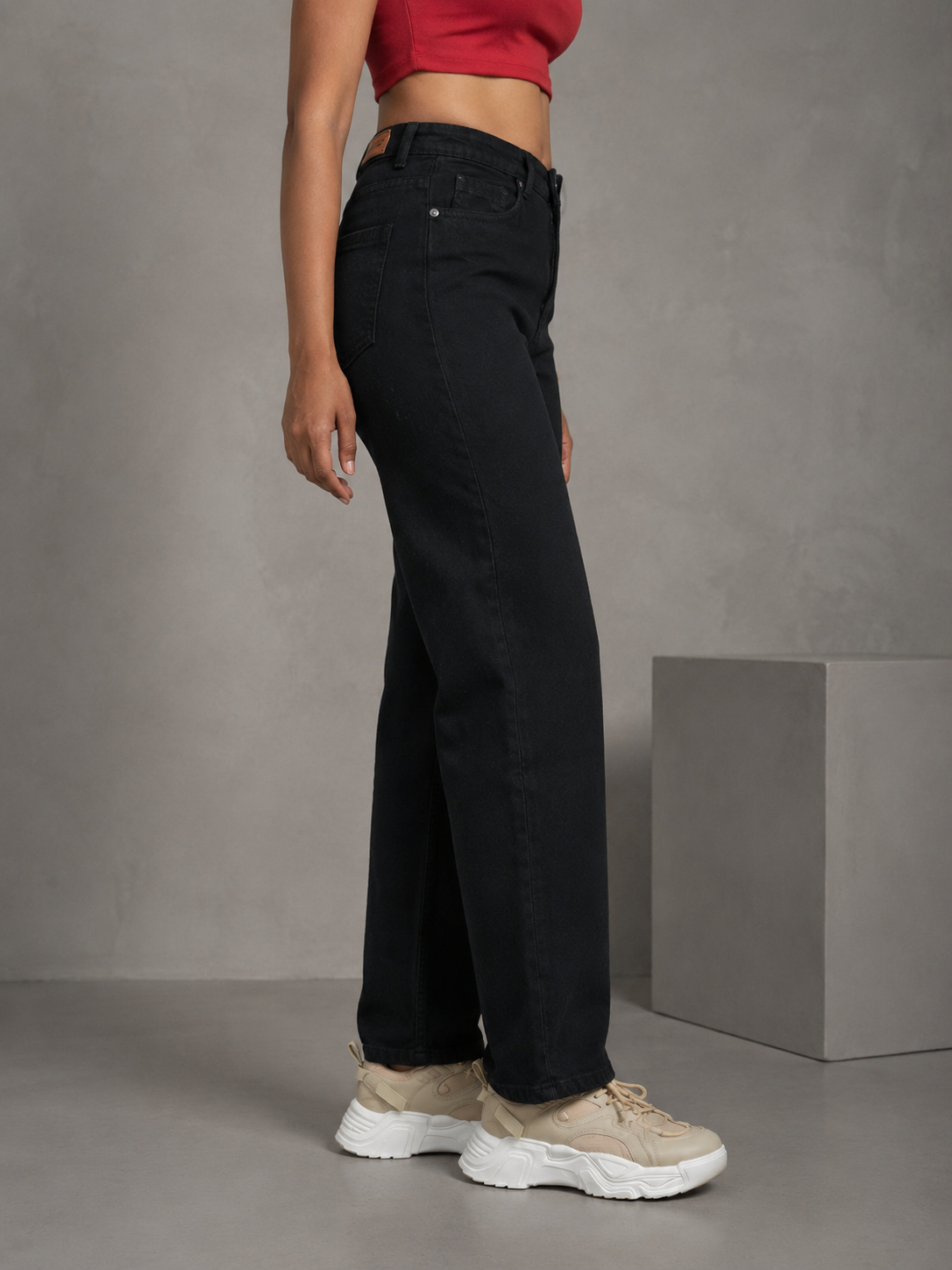 High Waist Relaxed Jeans For Women