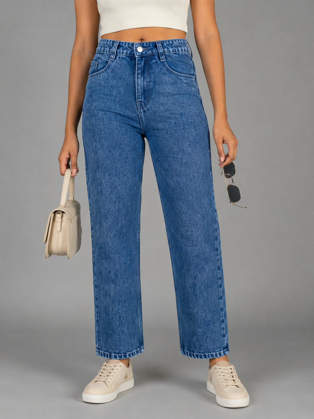 High Waist Relaxed Jeans For Women