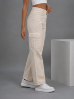 High Waist Straight Fit Cargo Jeans
