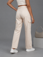 High Waist Straight Fit Cargo Jeans