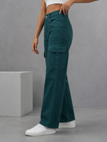 High Waist Straight Fit Cargo Jeans