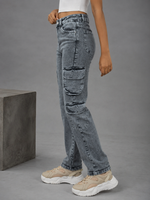 High Waist Dual Cargo Jeans For Women