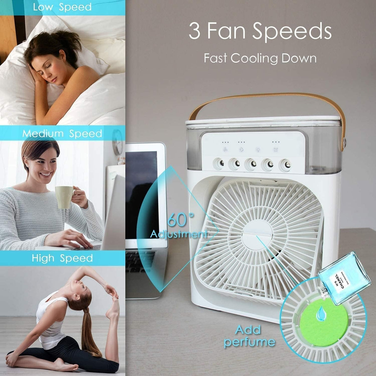 3 in 1 Multi Functional Air Cooler Fan (works without electricity)