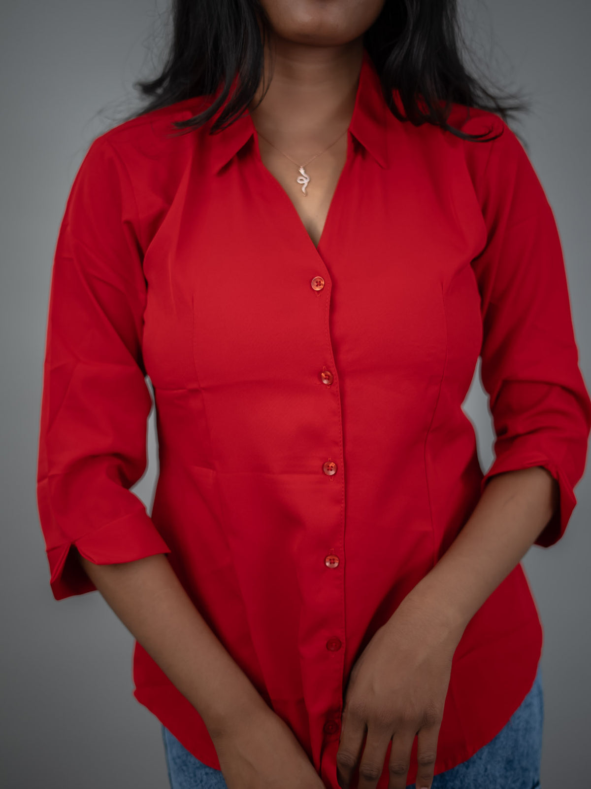 Red Women Regular Fit Solid Formal - Casual Shirt