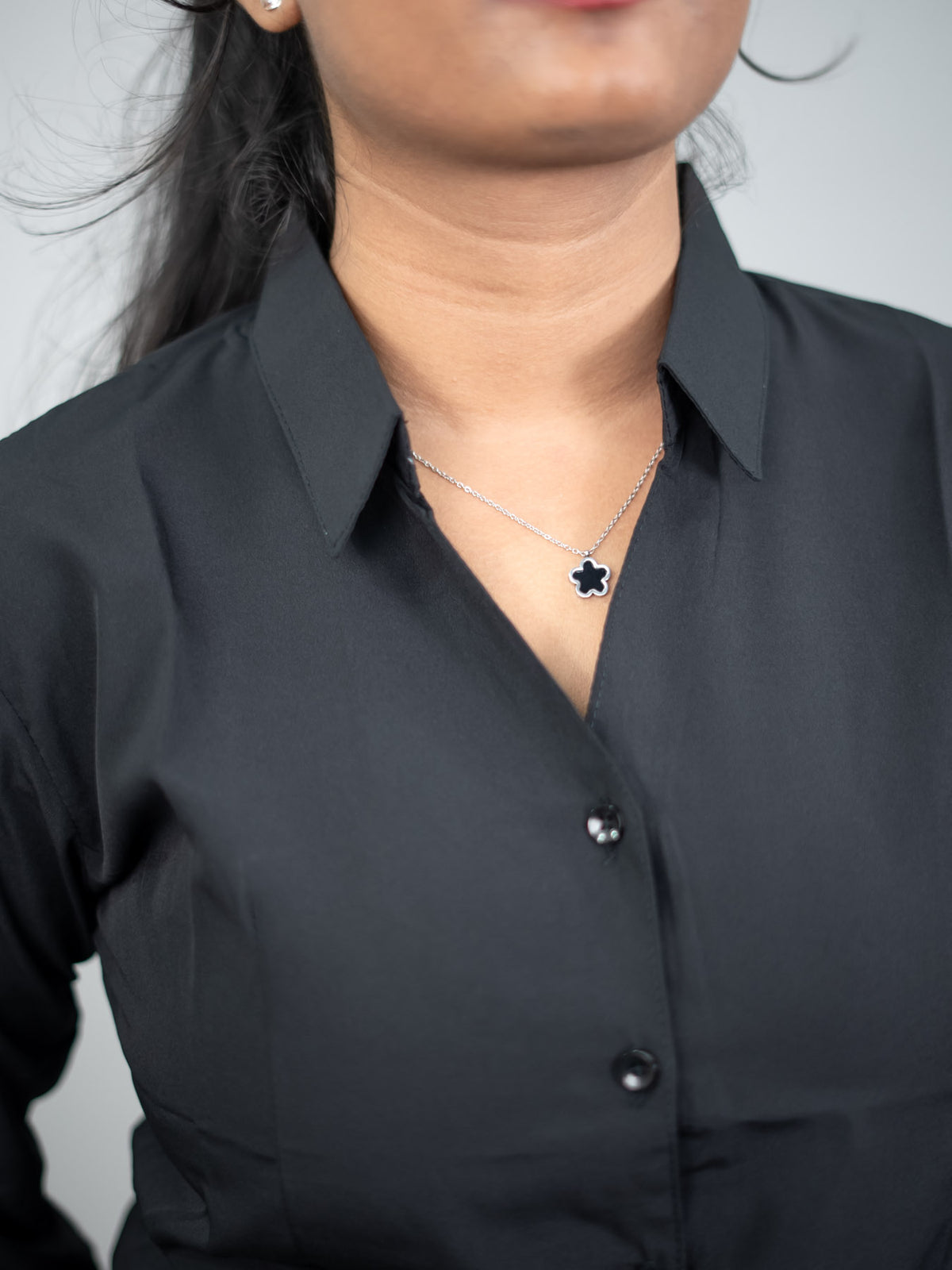 Black Women Regular Fit Solid Formal - Casual Shirt