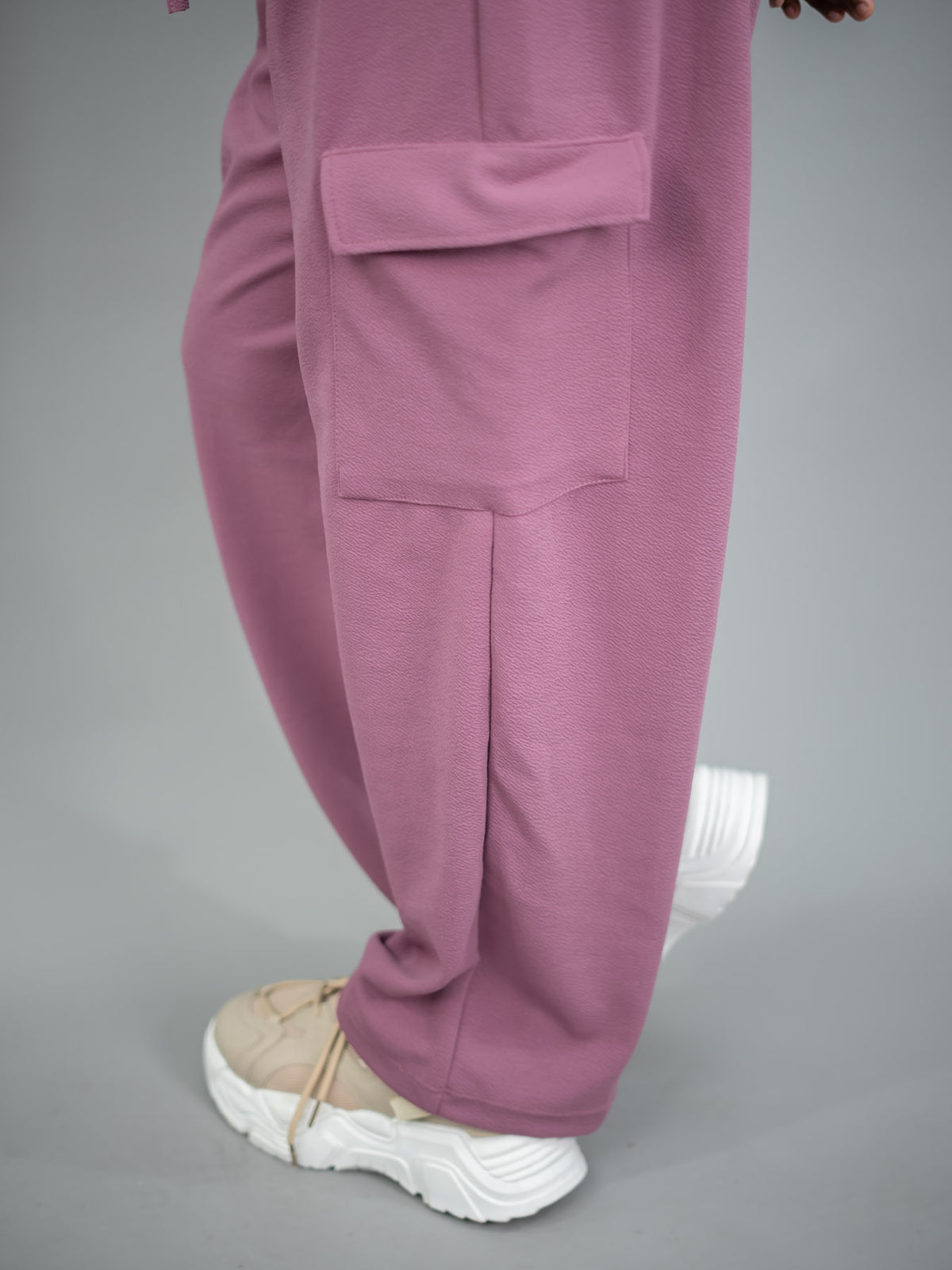 Women Crushed Fabric Wide Cargo Pants