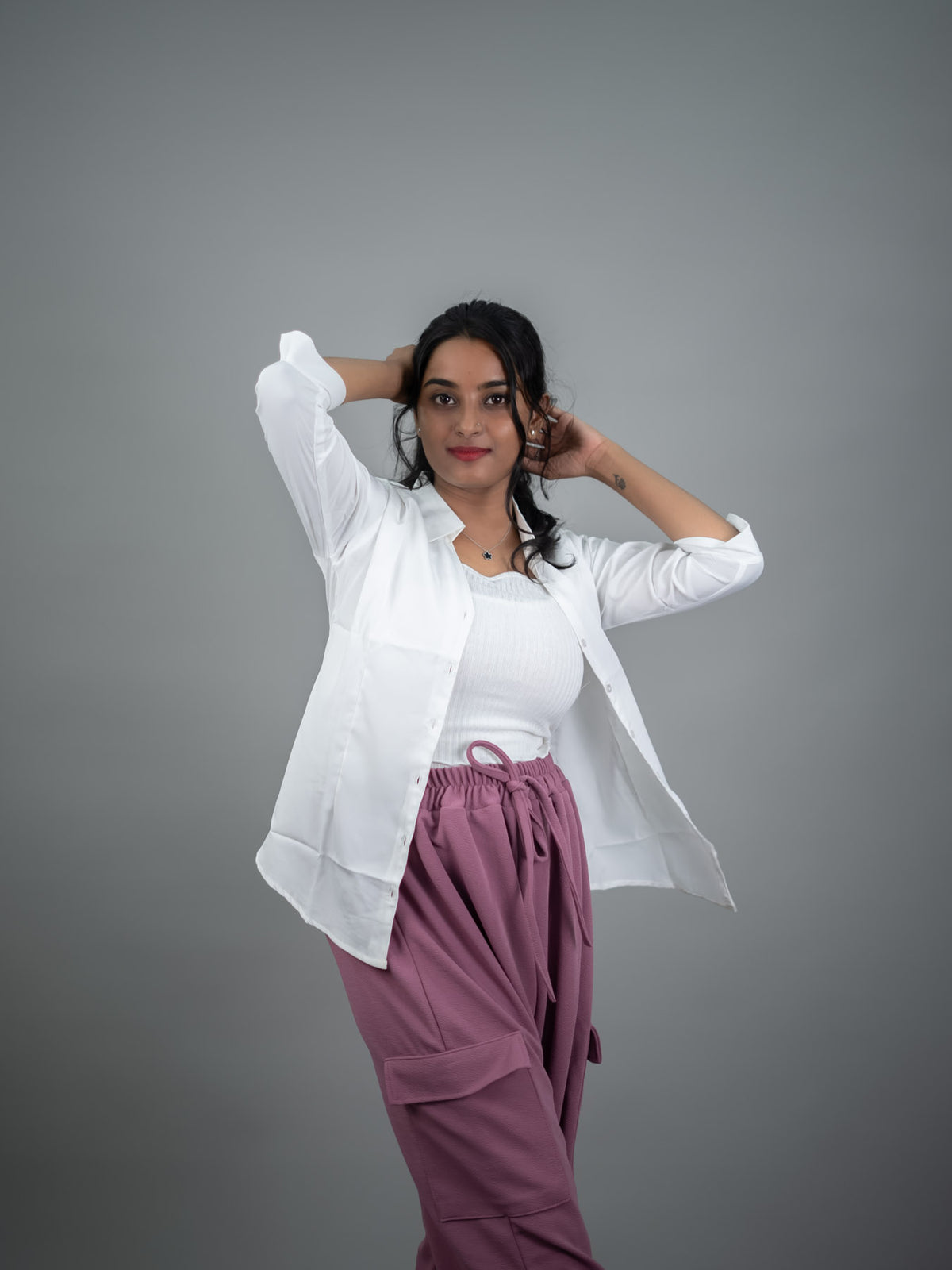 White Women Regular Fit Solid Formal - Casual Shirt