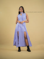 Women Floor Length Dress With Front Slit, Lavender casual dress