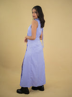 Women Floor Length Dress With Front Slit, Lavender casual dress