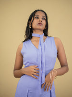 Women Floor Length Dress With Front Slit, Lavender casual dress