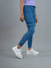 Women Jogger Fit Mid Waist Cargo Jeans