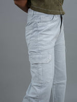 Straight Fit High Waist Cargo Jeans For Women (6 Pocket), Women high waist cargo jeans straight fit grey