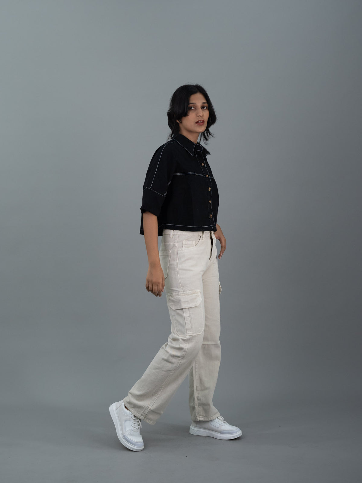 Korean Women’s Shirt with Visible Stitches