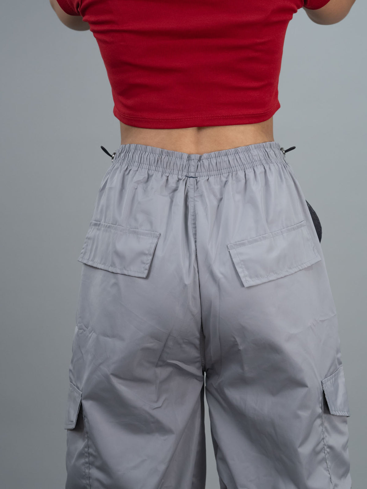 Baggy Parachute Cargo Pants For Women, women grey parachute pants