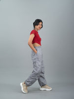 Baggy Parachute Cargo Pants For Women, women grey parachute pants