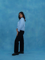 Women Solid Ice Blue Casual Denim Jacket, Ice Blue denim jacket for women