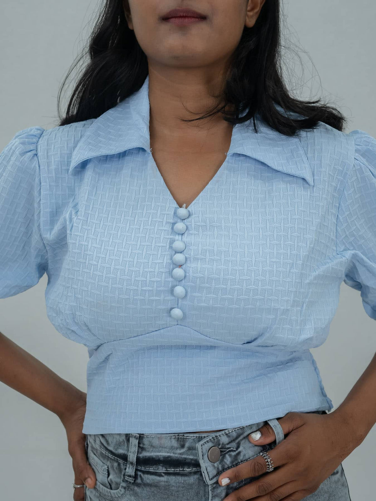 Women Relaxed Fit Top with Collar