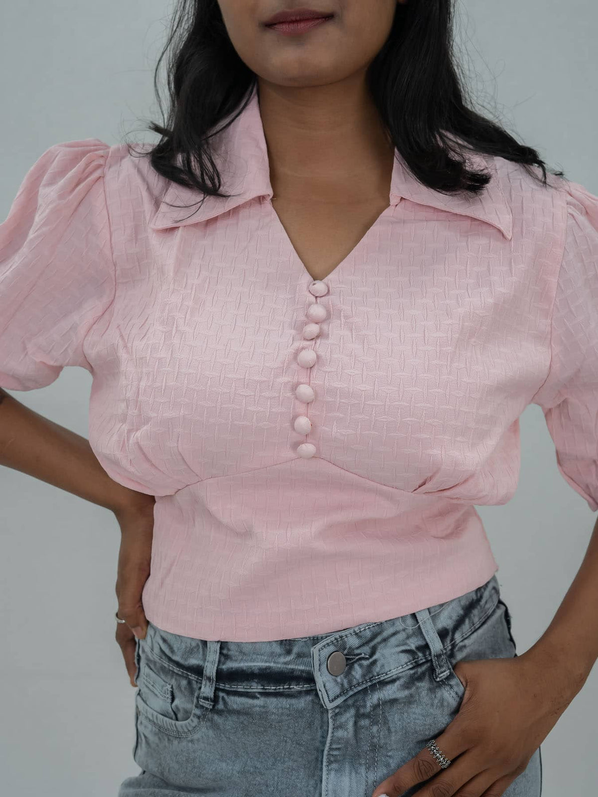 Women Relaxed Fit Top with Collar