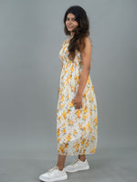 Floral Casual Long Dress For Women Sleeveless (Green Leaf)