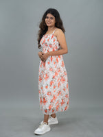 Floral Casual Long Dress For Women Sleeveless (Green Leaf)