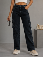 High Waist Dual Cargo Jeans For Women